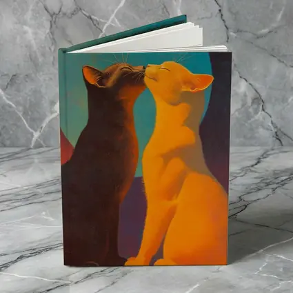 Two Cats Nuzzling Under Blue Moon