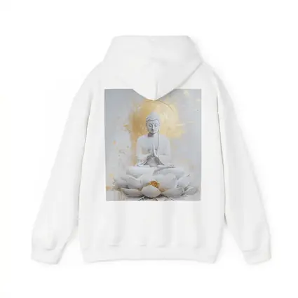 White Gold Buddha Lotus Flower Meditation Art