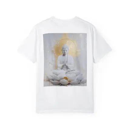 White Gold Buddha Lotus Flower Meditation Art