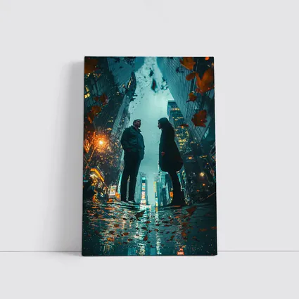 Couple Facing Each Other Rainy New York City