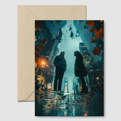 Couple Facing Each Other Rainy New York City