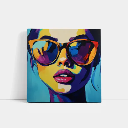 Pop Art Woman Portrait With Colorful Sunglasses