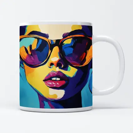 Pop Art Woman Portrait With Colorful Sunglasses