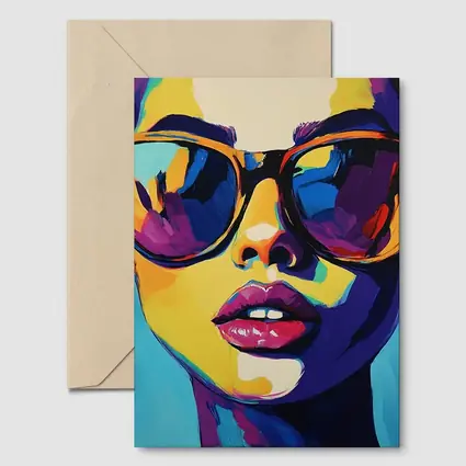 Pop Art Woman Portrait With Colorful Sunglasses