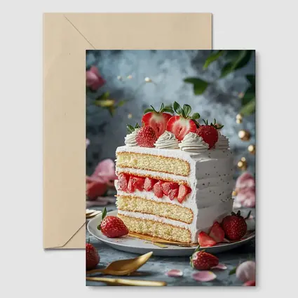 Strawberry Layer Cake White Cream Dessert