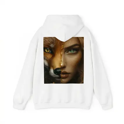 Fox Woman Split Face Gold Glitter Art