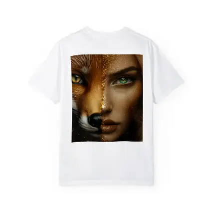 Fox Woman Split Face Gold Glitter Art
