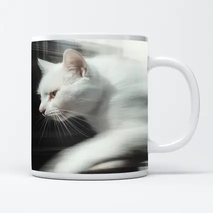White Cat Resting By Window Light