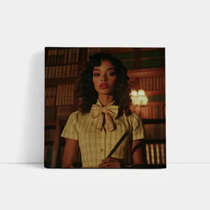 Young Woman Library Retro Dark Academia Portrait