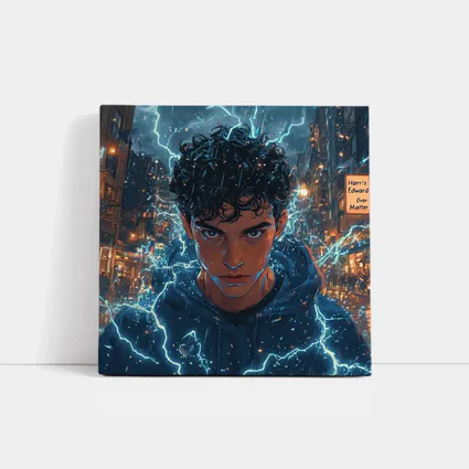 Anime Boy Lightning Storm Urban City Street