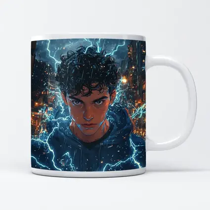 Anime Boy Lightning Storm Urban City Street