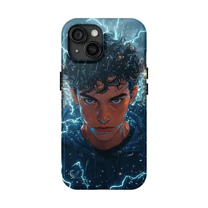 Anime Boy Lightning Storm Urban City Street