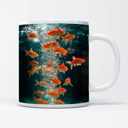 Goldfish Swimming in Teal Water