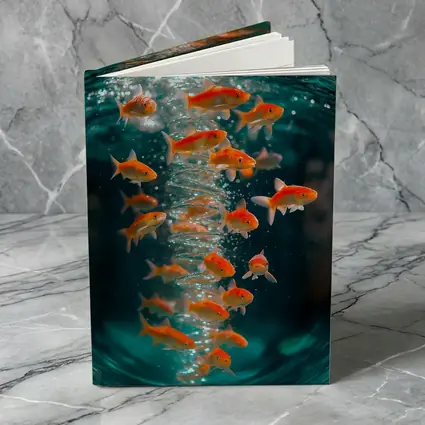 Goldfish Swimming in Teal Water