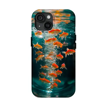 Goldfish Swimming in Teal Water