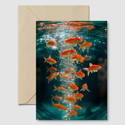 Goldfish Swimming in Teal Water