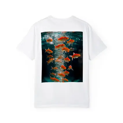 Goldfish Swimming in Teal Water