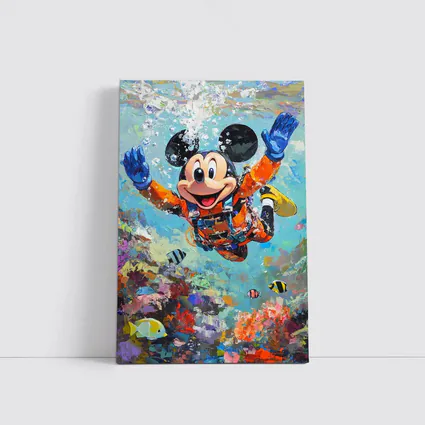 Mickey Mouse Scuba Diving Coral Reef Art