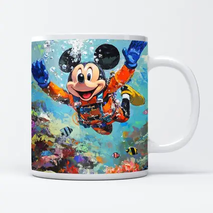 Mickey Mouse Scuba Diving Coral Reef Art