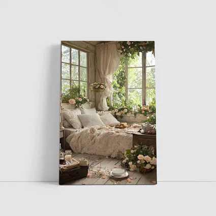 Cottagecore Bedroom Roses Lace Floral Interior