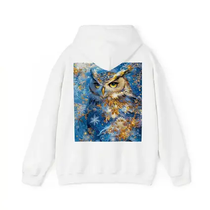 Great Horned Owl Blue Winter Snowflake Art
