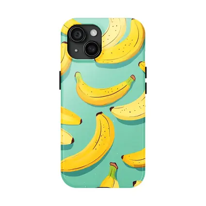 Yellow Bananas Pattern On Teal Background