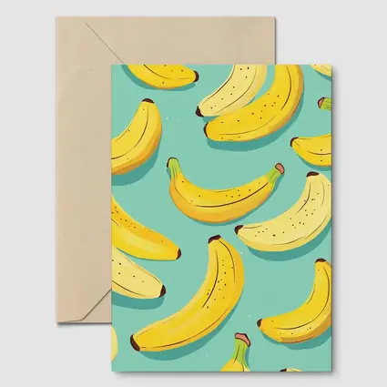 Yellow Bananas Pattern On Teal Background