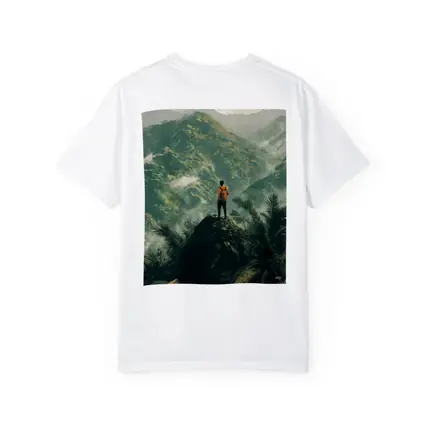 Hiker Standing On Rock Tropical Mountain View