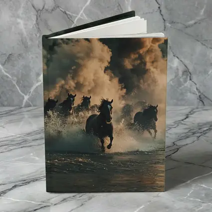 Wild Horses Running Through Misty River