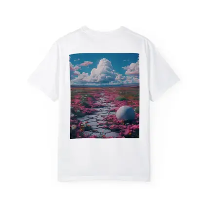Pink Flower Field Stone Path Surreal