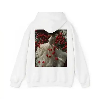 Woman White Lace Dress Red Raspberries Fantasy