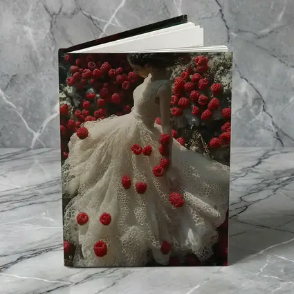 Woman White Lace Dress Red Raspberries Fantasy