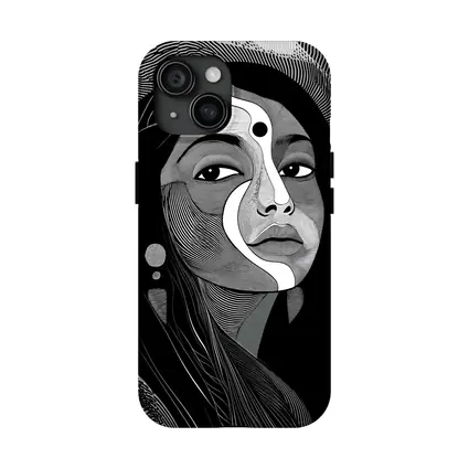 Black White Line Art Woman Portrait