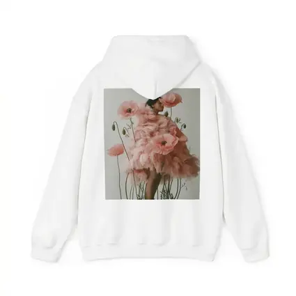 Woman Pink Poppy Flowers Fashion Editorial Art
