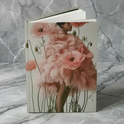 Woman Pink Poppy Flowers Fashion Editorial Art