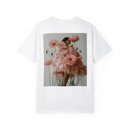 Woman Pink Poppy Flowers Fashion Editorial Art