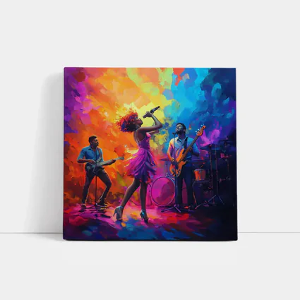 Live Band Singer Oil Paint Colorful Art