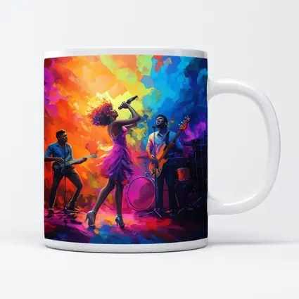 Live Band Singer Oil Paint Colorful Art