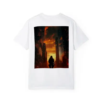 Soldier Standing In Burning City Apocalypse