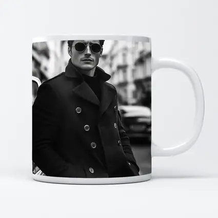 Stylish Man Black Coat City Street