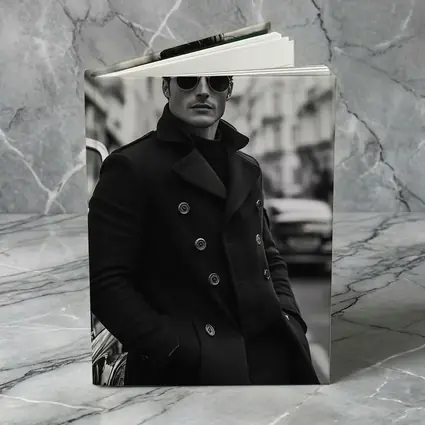 Stylish Man Black Coat City Street
