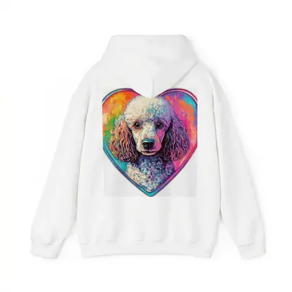 Poodle Portrait Colorful Heart Background Art
