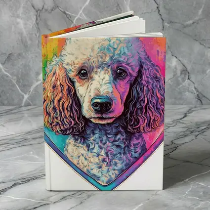 Poodle Portrait Colorful Heart Background Art