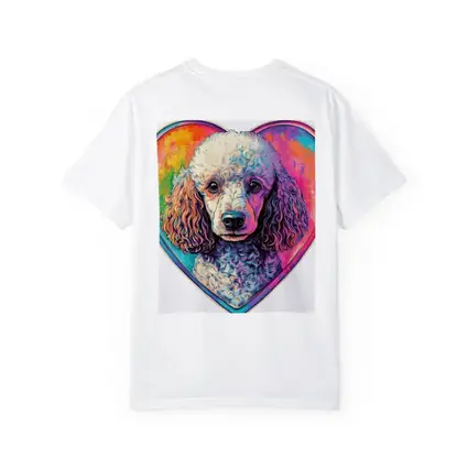 Poodle Portrait Colorful Heart Background Art