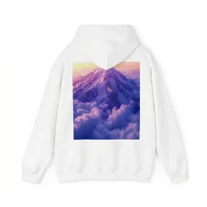 Snow Mountain Peak Rising Above Purple Clouds