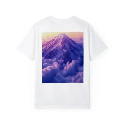 Snow Mountain Peak Rising Above Purple Clouds