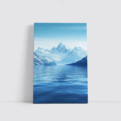 Snow Capped Mountains Over Blue Lake