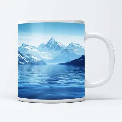 Snow Capped Mountains Over Blue Lake
