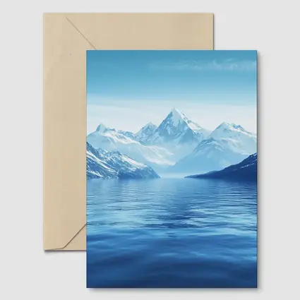 Snow Capped Mountains Over Blue Lake