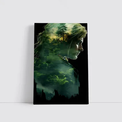 Woman Face Double Exposure Forest Nature
